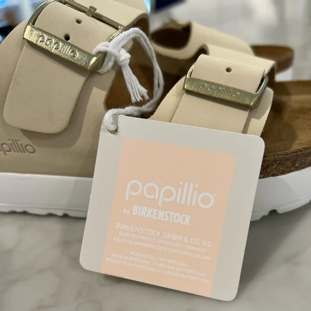 New in Box! Birkenstock Arizona pap flex platform sandals in ECRU size 36 uk - Picture 6 of 13